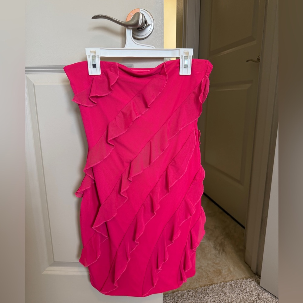 Oh Polly Pink Ruffle Mini Dress